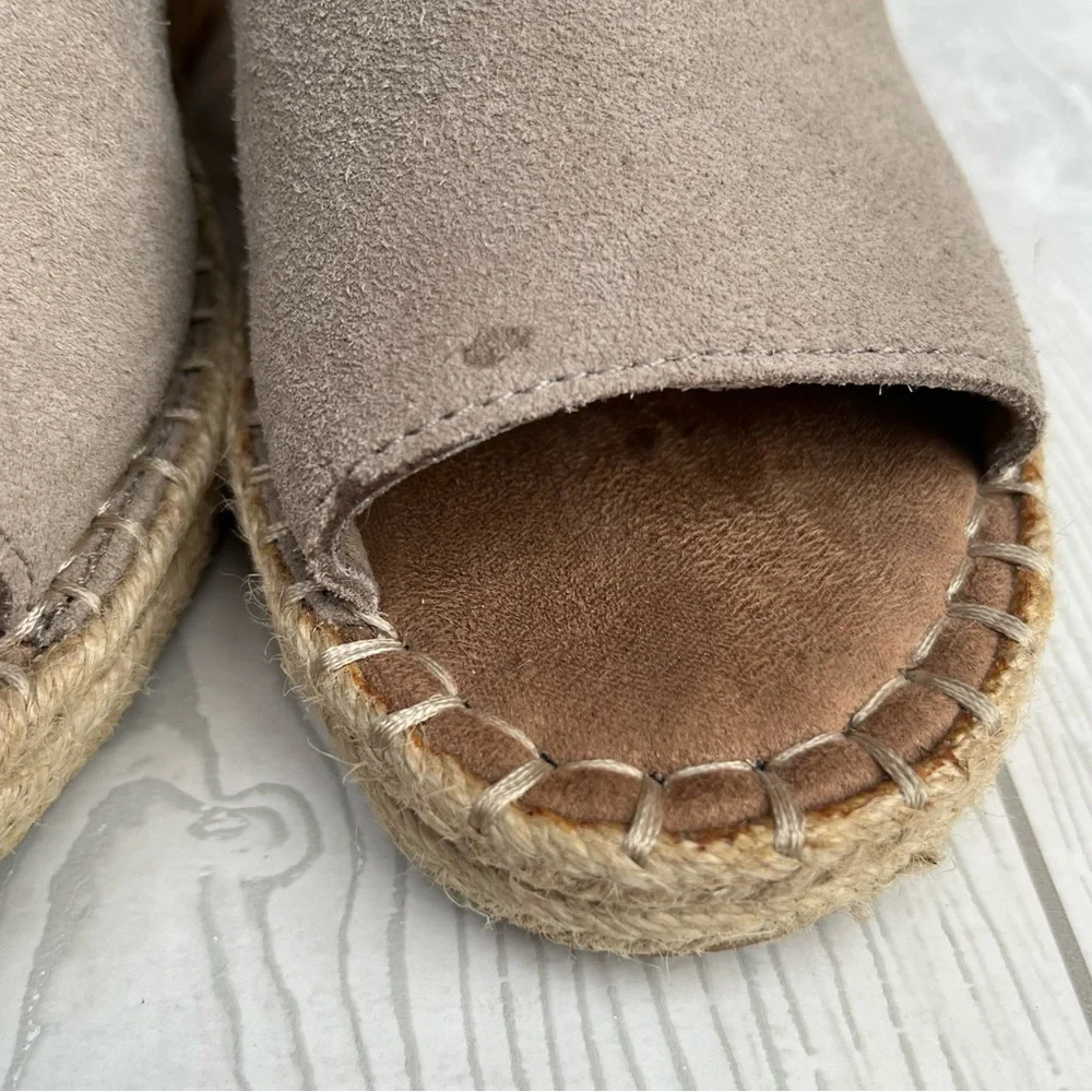 TOMS Monica Wedge Espadrille Sandals Desert Taupe Suede Size 9.5 M